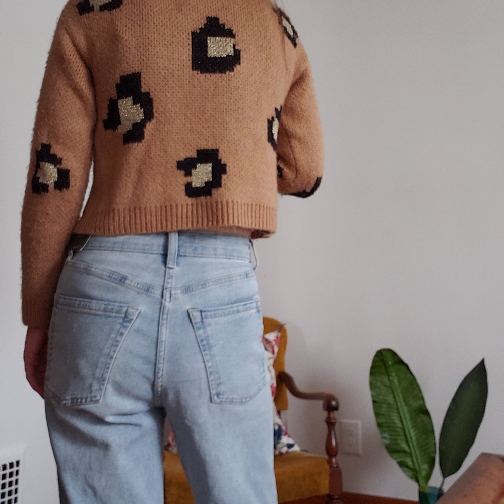 ๐ 3 for $15 Cropped Abstract Leopard Print Sweater - Picture 5 of 7